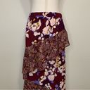 Mossimo Burgundy Floral Ruffle Midi Skirt Size M Photo 7