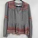 Veronica Beard 100% Silk Gingham Boho Peasant Blouse Top Size 8 Photo 2