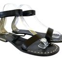 Jil Sander Black Leather Studded Flat Sandals Shoes Photo 0