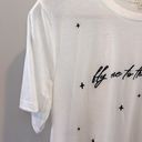 The Moon BaeVely “fly me to ” Embroidered Short Sleeve White Tee size Large Photo 4