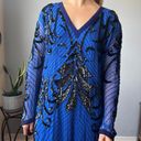 Oleg Cassini Vintage  Blue Beaded Silk Shift Dress Size 14 Photo 2