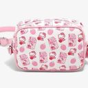 Sanrio New  Hello Kitty Loungefly pink coquette strawberry milk crossbody bag Photo 0