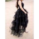 Betsy and Adam  Tiered Ruffle Tulle Gown in Black Size US 6 Photo 13