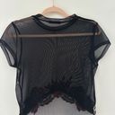 Papaya Black Mesh Top With Flowers Photo 3