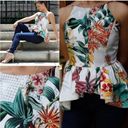 Anthropologie Cameo  Dahlia Floral Ruffle Hi Low Peplum Top Photo 11