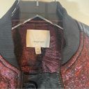 Cinq à Sept  Venus Lamé Bomber Jacket Wine Metallic Satin Trim Size XS Photo 5