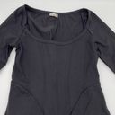 Free People NEW Intimately  Black Thong Corset Bodysuit Long Sleeve Scoop Neck XS Photo 3