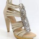 L.A.M.B. Leather Silver Coin Strappy Platform Heels Photo 8