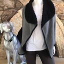 Double Zero  Black White Sherpa Collar Tie Front Sweater Women's Size Small Photo 1