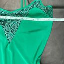 Victoria's Secret Vintage  Emerald Green Satin Slip Dress with Lace Trim Photo 5