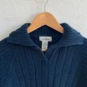 L.L.Bean  Vintage 90s Blue Teal Collar Knit Cotton Lambswool Sweater Womens XS Photo 2