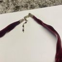 Monet Signed  Necklace Gold Tone Maroon Glass Bead / Ribbon - Beaded Photo 3