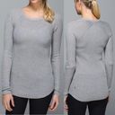 Lululemon  Cabin Yogi Long Sleeve Heathered Medium Grey Ribbed Cashmere Sweater Photo 0