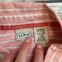 L.L.Bean  Women's Striped Button Down Roll Tab Blouse L LG Large Reg Pink White Photo 8