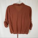 Roommates  | Rust Button Front Cropped Shirt w/ Elastic Hem Photo 4