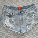 Fray Hem Light Wash Denim Distressed Ripped Cut Off Jean Shorts Sz S Sihnderella Blue Photo 0