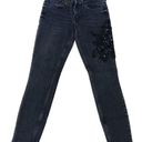 ZARA  Womens Premium Denim Jeans Collection Embellished Skinny Dark Wash Size 26 Photo 2