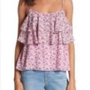 Rebecca Minkoff 🍃SIZE MEDIUM 🍃PINK TIERED ATLAS SEMI SHEER RUFFLED CAMI TANK Photo 0