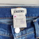 L'Agence L’Agence Mid-Rise Cropped Tapered Leg Distressed Jeans in Blue Denim, Size 24 Photo 2