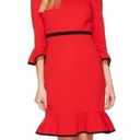 Krass&co NY &  Stretch Red Bell-Sleeve Dress w/Black Trim, Size M Photo 0