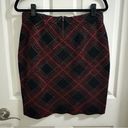 J. McLaughlin  Plaid Pencil Mini Skirt Women’s size Medium Black Red Green Gold Photo 6