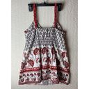 Fashion Bug  Floral Sleeveless Smocked Blouse Shirt White Red Black Size Large Photo 6