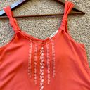 Papaya Orange w/ White Embroidery Detailing Sweetheart Tank Top Photo 3