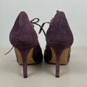 Kate Spade Eggplant Purple Chad Suede Leather Lizard Print Lace Up Open Toe Heel Photo 5