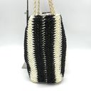 Bueno  Tote Bag Large Woven Straw Black Cream Beachy Boho Travel Summer Festival Photo 5