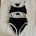 Aerie Pop Cutout One-Piece Swimsuit Full Coverage Black White Size S Photo 0