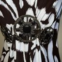 Cache  Brown White Damask Tie Back Sleeveless Blouse EUC Size Medium Photo 3