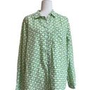 Caslon  Green Geometric Button Up Roll Tab Sleeve Women L Linen Blend Collared Photo 0