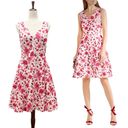 Oscar de la Renta  Pink & White Floral Stretch Cotton A-Line Dress Women’s Size 6 Photo 1