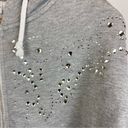 Wildfox  Gray Sequins Embellished Zip Up Hoodie Sweatshirt Jacket XS Photo 3