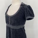 Juicy Couture Y2k  Velour Babydoll Mini Dress Puff Sleeve Geo Pattern Black L Photo 7