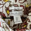 Rachel Zoe  100% Linen Collared Front Button Shirt Leaf Branch Floral Print Small Photo 5