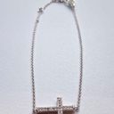 Natori  Rhinestone Pave Silvertone Cross Bracelet Photo 3