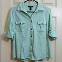 Style & Co #1992 - Seafoam  Button Up Blouse Size PL GUC Photo 1