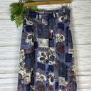 Vintage Periwinkle Artsy Whimsical Doodle Button Down Maxi Skirt Size 6 Photo 2