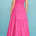 Free The Roses  NWT Flamingo Fuchsia Pink Poplin Tiered Ruffle Maxi Dress Small Photo 8