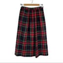 Lands'End VTG  Dark Academia Pleated Red Black Green Tartan Plaid Skirt 100% Wool Photo 1