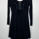 Tripp NYC  Lace Long Sleeve Hi Low Corset Dress Black Size Medium Goth Witchy Photo 3