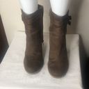 American Eagle  brown suede zip up chunky heel strappy boots size 7.5​ Photo 1