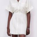 ZARA White Linen Button Down Collared Dress Photo 0