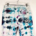 Chico's  1 Size 8 Cropped Jeans Handmade Tie Dye Flower Frenzy Black Pink 205 Photo 8