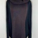 Nina Leonard Lennie for  Sweater 2X Colorblock Black Brown Cowlneck Knit Pullover Photo 0