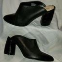 Nine West  Women's Black Leather Croc Embossed Block Heel Point Toe Mule Shoe 9.5 Photo 0