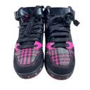 Q Factor Y2K 90s Rave Black Pink Plaid Front High Top Jewel Skater Sneakers 6 Photo 2