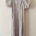 Danielle Bernstein White Striped Midi Length Dress Puff Sleeves Size 10 Photo 2