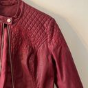 Pleather Red Embroidered Jacket Photo 3